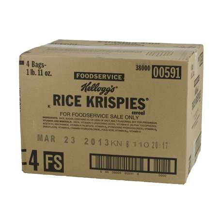 KELLOGGS Kellogg's Kosher Rice Krispies Cereal 27 oz. Bag, PK4 3800000591